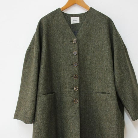 atelier naruse アトリエナルセ　MOON ENGLAND tweed cocoon coat  ツィードコクーンコート  #カーキグリーン　【送料無料】