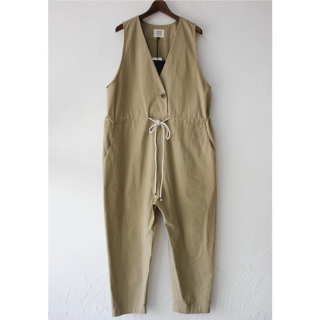 **再入荷** atelier naruse アトリエナルセ　ヴィンテージ馬布コットンオーバーオール　#キナリ、ベイジュ、ブラック