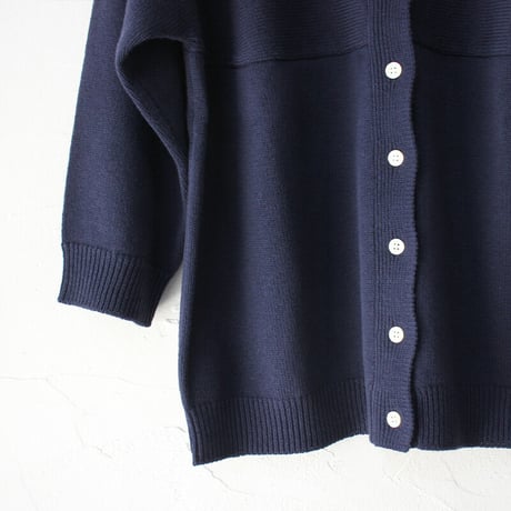 homspun ホームスパン　C/Wハンドカバー付き七分袖カーデ　#ネイビー