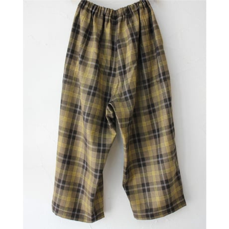 **またまた再入荷** homspun ホームスパン　ウールタータンギャザーパンツ　#ベージュｘサックス、チャコールグレーｘレッド