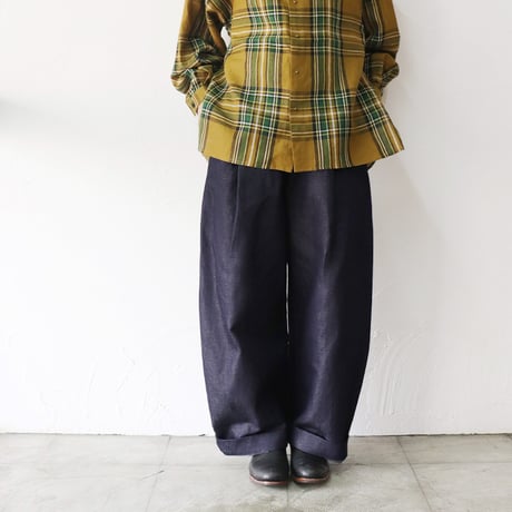 **再入荷**ASEEDONCLOUD HandWerker 綿麻デニムHWワイドトラウザー　♯インディゴ　【送料無料】