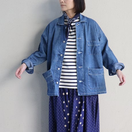sasanqua by trees サザンカバイツリーズ　10.5オンスネップデニムカバーオール　#3year wash