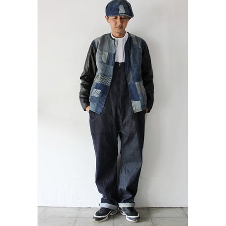 FUNSET OF ART ファンセットオブアート　インディゴRANRU刺し子xレザーシングルJK #indigo 【送料無料】