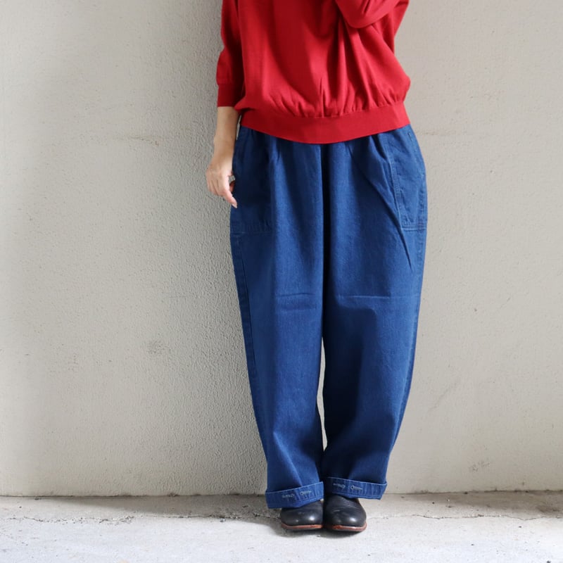 今季も再入荷** homspun ホームスパン 10ozデニムギャザーパンツ