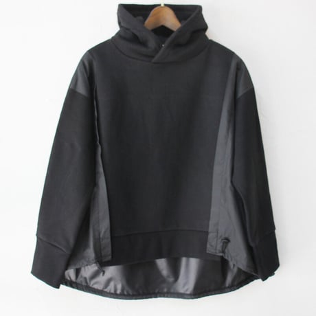 maomade マオメイド　スタンダード裏毛起毛ｘタフタフーディドロストプルオーバー　#ブラック