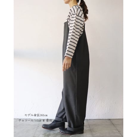 **再入荷** TRAVAIL MANUEL トラバイユマニュアル　T/Cツイルサロペット　#チャコール、ブラック
