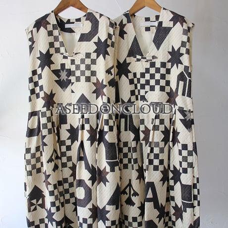 ASEEDONCLOUD アシードンクラウド　Map quilt print Study uniform dress #off white 【送料無料】