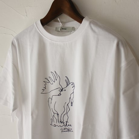 **別注色再入荷**amne アンヌ　”ELK” エルク柄半袖Tシャツ　#ブラック（自店別注色）、オリーブ、ホワイト