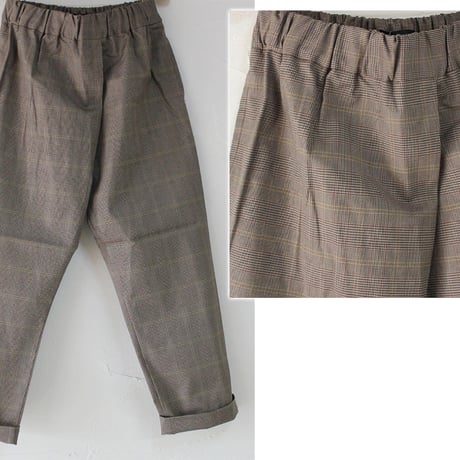 **ライトブラウン再入荷**TRAVAIL MANUEL トラバイユマニュアル　グレンチェックノームパンツ　♯グレー、ライトブラウン　【送料無料】