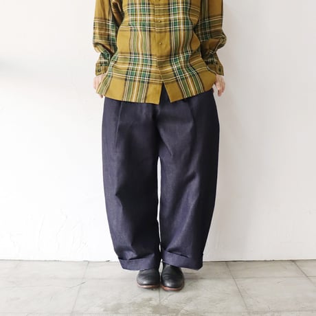 **再入荷**ASEEDONCLOUD HandWerker 綿麻デニムHWワイドトラウザー　♯インディゴ　【送料無料】