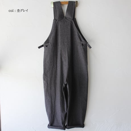 **杢グレイのみ再入荷** atelier naruse アトリエナルセ　コットンリネンスラブオーバーオール　cotton linen slab overalls-pants