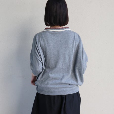 atelier naruse アトリエナルセ　cotton crochet collar knit　コットン クロシェカラー 半袖ニット