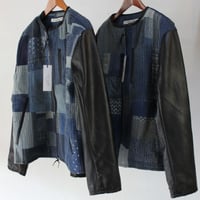 FUNSET OF ART ファンセットオブアート　インディゴRANRU刺し子xレザーシングルJK #indigo 【送料無料】