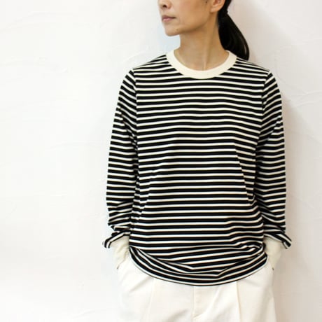 **再入荷**　atelier naruse アトリエナルセ　コットンボーダーカットソー（長袖）cotton border cut&sewn（long sleeves）