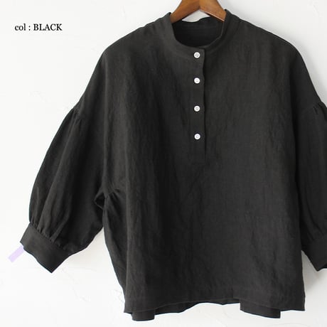 **またまたまた再入荷** LinenYa リネンヤ　リネンスタンドカラーブラウス　#ブラック、ベージュ、ネイビー、チャコール、ホワイト、グレー