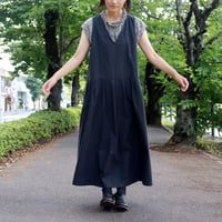 **再入荷** LinenYa リネンヤ　コットンタックジャンパースカート　#ブラック 【送料無料】