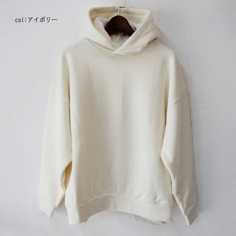**再入荷**　LinenYa リネンヤ　裏毛コットンパーカー　#アイボリー、ライトブルー、グリーン　【送料無料】