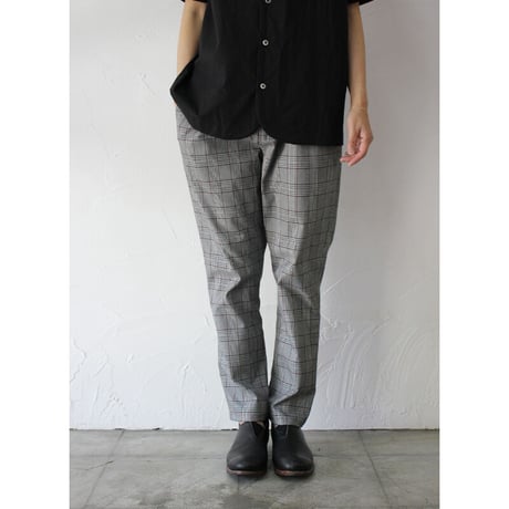 TRAVAIL MANUEL トラバイユマニュアル　先染めチェック ペグパンツ　#グレー　【送料無料】