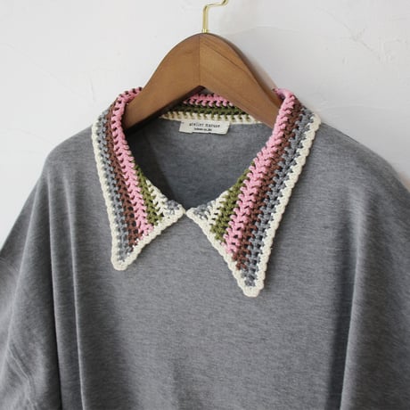 atelier naruse アトリエナルセ　cotton crochet collar knit　コットン クロシェカラー 半袖ニット