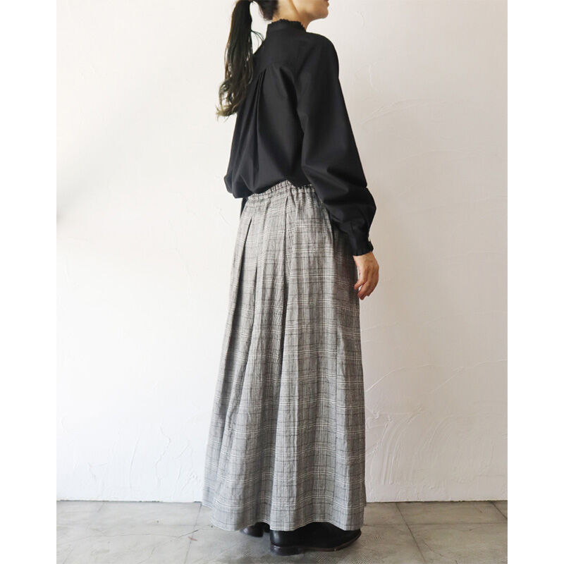 LinenYa リネンヤ 綿麻グレンチェックタックスカート #生成りx