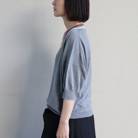 atelier naruse アトリエナルセ　cotton crochet collar knit　コットン クロシェカラー 半袖ニット