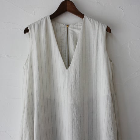 KHA:KI カーキ　FOIL PRINT STRIPE DRESS　#ecru 【送料無料】
