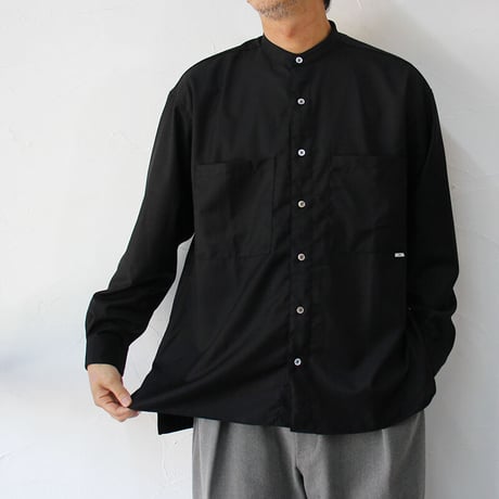 amne アンヌ　GABARDINE covered shirts ギャバジンカバードシャツ　#ブラック　【送料無料】