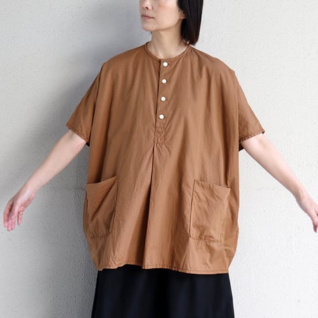 homspun ホームスパン　コットンミニチェックBIGブラウス　#オレンジ