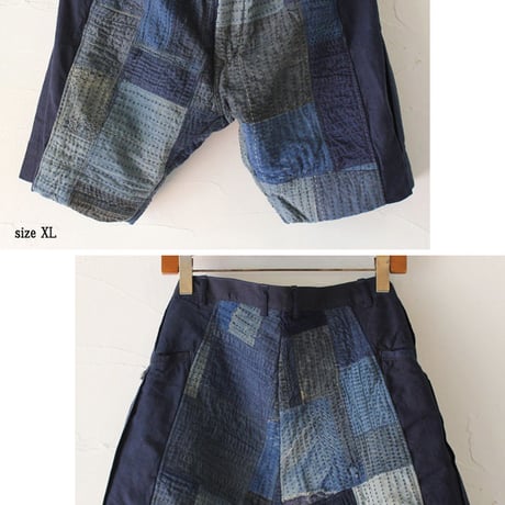 **S u K i M a-スキマ-別注** FUNSET OF ART ファンセットオブアート　RANRU刺し子グルンショートパンツ　♯インディゴ　【送料無料】