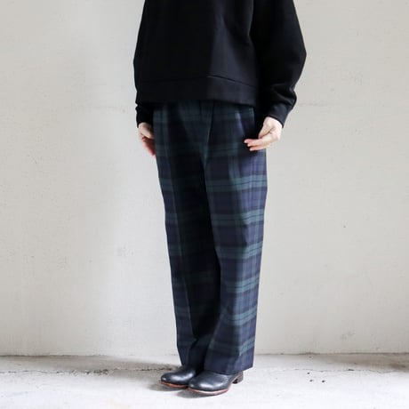 TRAVAIL MANUEL トラバイユマニュアル　T/Rツイルチェック裏起毛１タックスラックス