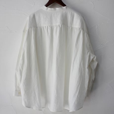 **再入荷** Linenya リネンヤ　リネンバンドカラーシャツ　#ホワイト、アイボリー、グレー、ブラック