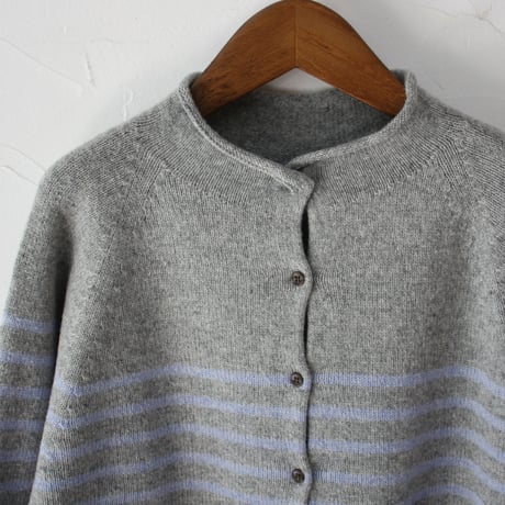 maomade マオメイド　エアーヤーンパネルしましま２WAYプルオーバー　#ネイビー、グレー