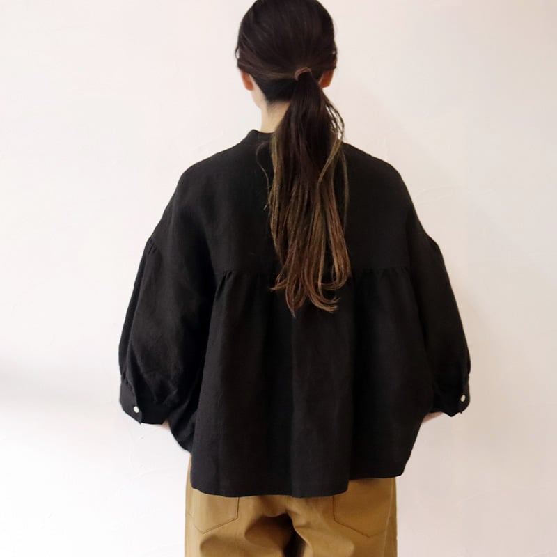 またまたまた再入荷** LinenYa リネンヤ リネンスタンドカラーブラウス