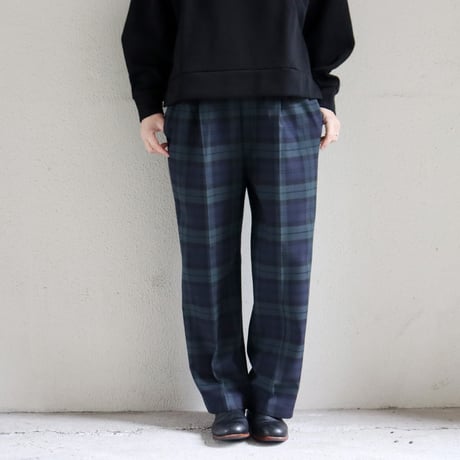 TRAVAIL MANUEL トラバイユマニュアル　T/Rツイルチェック裏起毛１タックスラックス
