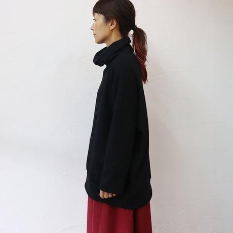 **再入荷** Linenya リネンヤ　ウールボリュームネックプルオーバー　#ブラック　【送料無料】