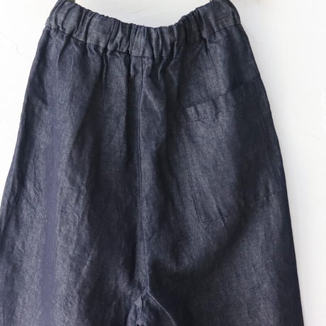 **またまた再入荷** TRAVAIL MANUEL トラバイユマニュアル  綿麻デニムスラントリボンパンツ　#デニム　【送料無料】