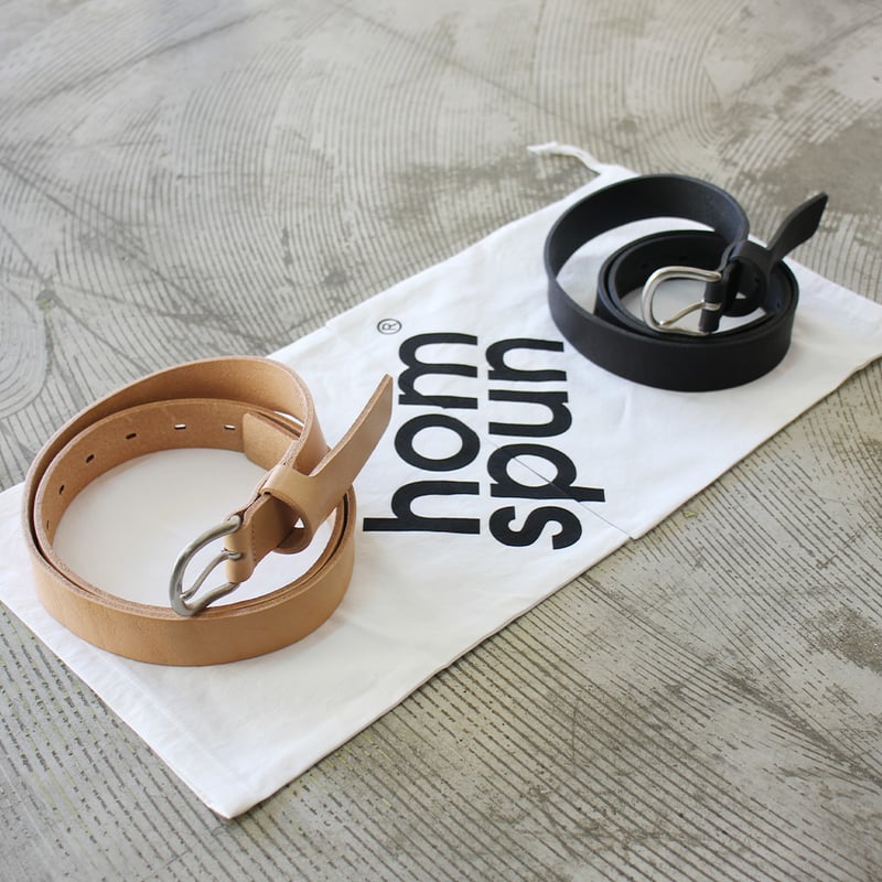 再入荷** homspun ホームスパン レザーベルト #ヌメ、ブラウン