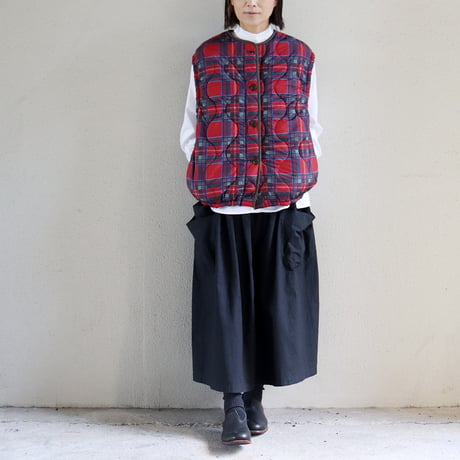 maomade マオメイド　キルトリバーシブルベスト　#グリーンチェック、レッドチェック　【送料無料】