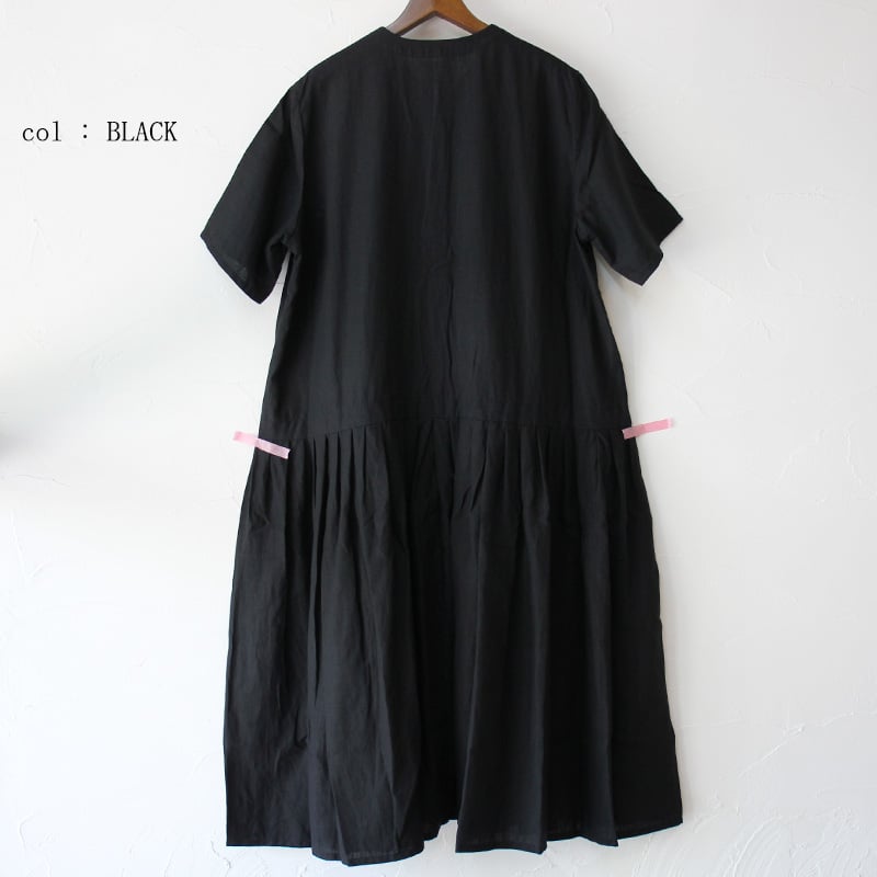 homspun ホームスパン リネンバイオVネックタックワンピース