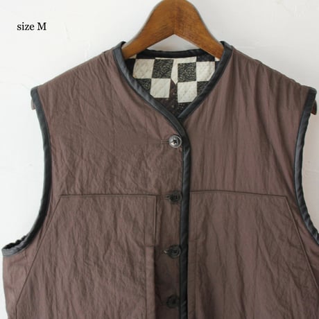 ASEEDONCLOUD アシードンクラウド　Map quilt print Reversible uniform vest #off white 【送料無料】