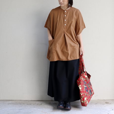 homspun ホームスパン　コットンミニチェックBIGブラウス　#オレンジ
