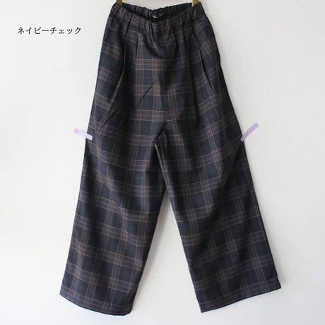 TRAVAIL MANUEL トラバイユマニュアル　トロチェック2タックワイドパンツ　#グレー、ネイビー