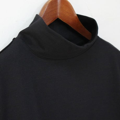 **またまた再入荷** Linenya リネンヤ　コットンシルク天竺5分袖ハイネックプルオーバー　#ブラック、ネイビー、オールドブルー、ベージュ