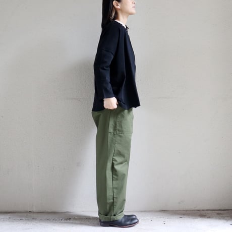 homspun ホームスパン　リップストップウエストギャザーパンツ　#オリーブ、ブラック