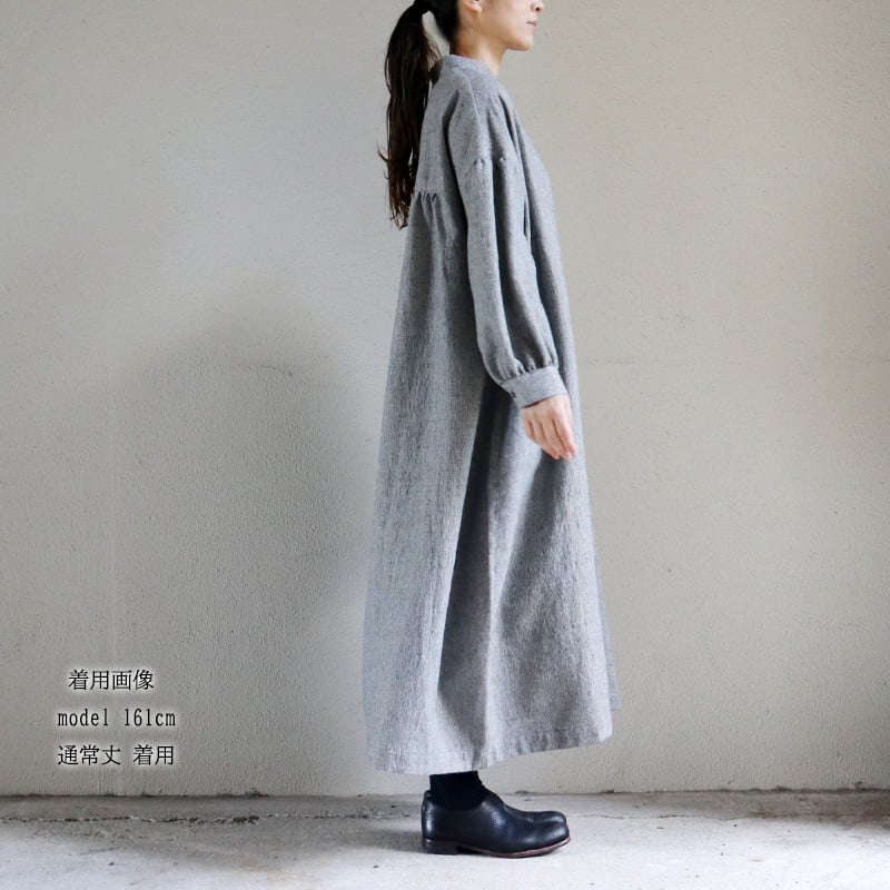 再々入荷** LinenYa リネンヤ ウールコットン長袖スタンドカラー