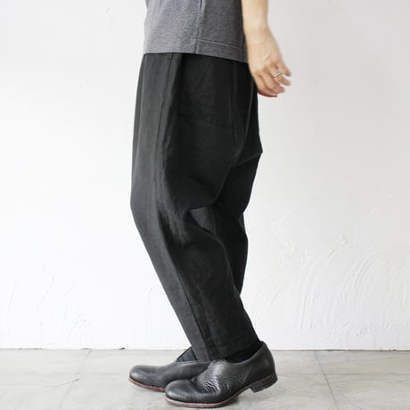 TRAVAIL MANUEL リネンポプリンサドルパンツ　#ブラック、ネイビー、グレー　【送料無料】