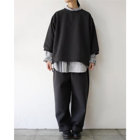 ARTE POVERA アルテポーヴェラ　刺し子風コットン天竺8分袖トレーナー　#スミクロ、ベージュ
