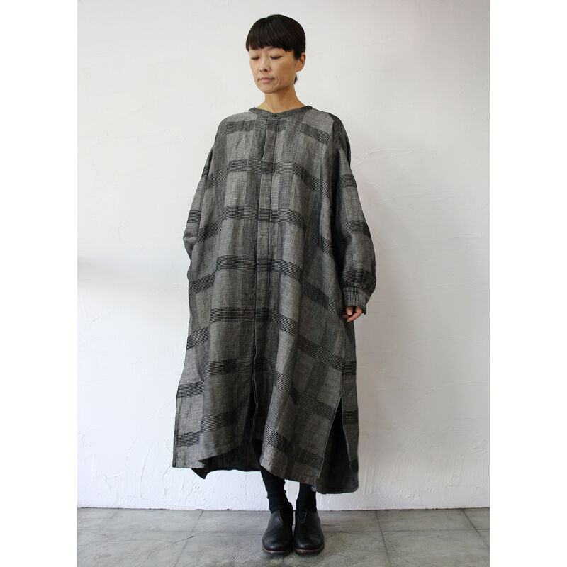 Brocante ブロカント 綿麻グレンチェックシャンブルワンピース