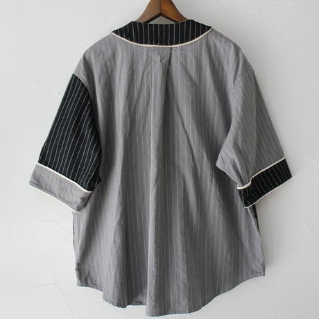 FUNSET OF ART ファンセットオフアート　ピンストライプOXベースボールシャツ #ブラックｘグレー　【送料無料】