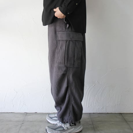 FUNSET OF ART ファンセットオブアート　コットンリネン刺し子バルーンカーゴパンツ　#grey 【送料無料】